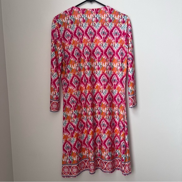 Charlie Paige Abstract Tunic Dress Pink Aqua Orange White Size Small - Picture 5 of 7